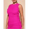 image:imageFloerns Womens Plus Size Sleeveless Irregular Ruffle Hem Ruched Party Bodycon Mini DressHot Pink
