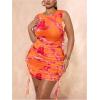image:imageFloerns Womens Plus Size Sleeveless Irregular Ruffle Hem Ruched Party Bodycon Mini DressOrange