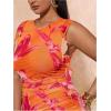 image:imageFloerns Womens Plus Size Sleeveless Irregular Ruffle Hem Ruched Party Bodycon Mini DressOrange