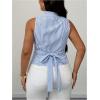image:imageFloerns Womens Plus Size Striped Blouse Wrap Front Asymmetrical Back Dressy Casual OutfitBlue and White