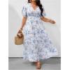 image:imageFloerns Womens Plus Size Summer Floral A Line Dress Short Sleeve V Neck Beach Vacation Long DressesBlue