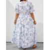 image:imageFloerns Womens Plus Size Summer Floral A Line Dress Short Sleeve V Neck Beach Vacation Long DressesBlue