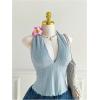 image:imageFloerns Womens Plus Size Textured Halter Tops Sleeveless Vacation Summer Tank TopsBlue
