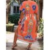 image:imageFloerns Womens Plus Size Tribal Print Dolman Sleeve Slit Summer Maxi A Line DressOrange