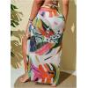 image:imageFloerns Womens Plus Size Tropical Tie Side Sarong Swimsuit Bathing Suit Cover UpWhite Multi