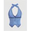 image:imageFloerns Womens Plus Size Y2k Halter Neck Denim Top Button Down Sleeveless Going Out Tank TopsBlue