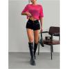 image:imageFloerns Womens Plus Size Y2k Sheer Mesh Dolman Sleeve Crop Tops Going Out Tee ShirtsHot Pink
