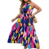 image:imageFloerns Womens Plus Size Boho Sleeveless Halter Neck Tie Back A Line Long DressDeep Blue