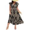 image:imageFloerns Womens Plus Size Chevron Striped Wrap V Neck Long Dress Cap Sleeve Ruffle Hem A Line DressesBlack