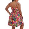 image:imageFloerns Womens Plus Size Floral Print Tie Front Ruffle Hem Cami Summer DressHot Pink