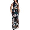 image:imageFloerns Womens Plus Size Graduation Dress One Shoulder Mesh Sleeveless Prom Maxi DressesDark Blue