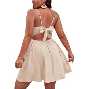 image:imageFloerns Womens Plus Size Cut Out Twist Front Sleeveless Flare Hem Cami DressApricot