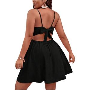 image:imageFloerns Womens Plus Size Cut Out Twist Front Sleeveless Flare Hem Cami DressBlack
