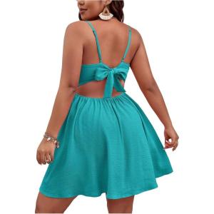 image:imageFloerns Womens Plus Size Cut Out Twist Front Sleeveless Flare Hem Cami DressCadet Blue