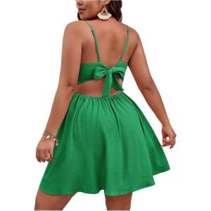 image:imageFloerns Womens Plus Size Cut Out Twist Front Sleeveless Flare Hem Cami DressGreen