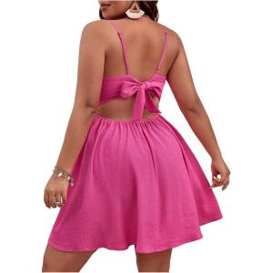 image:imageFloerns Womens Plus Size Cut Out Twist Front Sleeveless Flare Hem Cami DressHot Pink