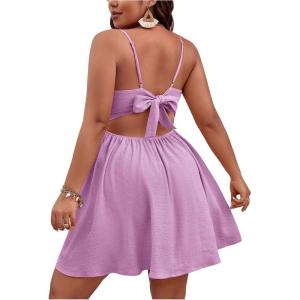 image:imageFloerns Womens Plus Size Cut Out Twist Front Sleeveless Flare Hem Cami DressMauve Purple