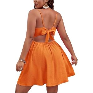 image:imageFloerns Womens Plus Size Cut Out Twist Front Sleeveless Flare Hem Cami DressOrange