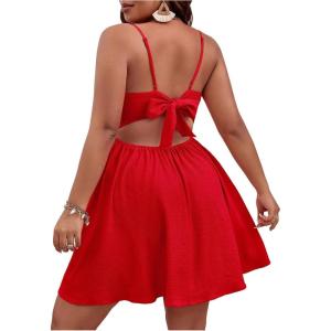 image:imageFloerns Womens Plus Size Cut Out Twist Front Sleeveless Flare Hem Cami DressRed