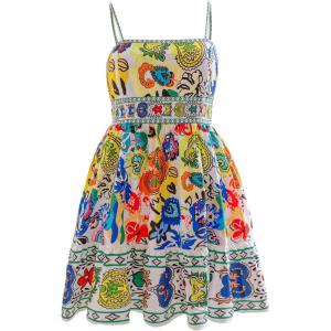 image:imageFloerns Womens Plus Size Floral Print Tie Front Ruffle Hem Cami Summer DressWhite Multi