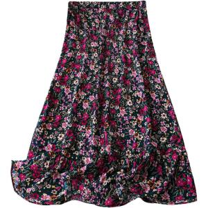 image:imageFloerns Womens Plus Size Spring Break Summer Vacation Travel Ditsy Floral Split Thigh Button Front Flowy Midi SkirtsBlack Floral Pink
