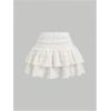 image:imageFloerns Women Summer Beach Vacation Textured Lace Layered Ruffle Mini Skirt Elastic High Waist Y2k Cute Cake SkirtsApricot