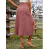 image:imageFloerns Womens Boho Floral High Waist Split A Line Midi SkirtRed Floral