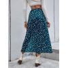 image:imageFloerns Womens Boho Floral High Waist Split A Line Midi SkirtTeal Blue