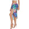 image:imageFloerns Womens Boho Floral Print Split Thigh Satin Ruched Midi SkirtColorblock Multi