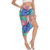 image:imageFloerns Womens Boho Floral Print Split Thigh Satin Ruched Midi SkirtColorblock Multi