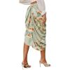 image:imageFloerns Womens Boho Floral Print Split Thigh Satin Ruched Midi SkirtMint Green