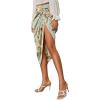 image:imageFloerns Womens Boho Floral Print Split Thigh Satin Ruched Midi SkirtMint Green