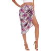 image:imageFloerns Womens Boho Floral Print Split Thigh Satin Ruched Midi SkirtPurple Multi