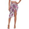 image:imageFloerns Womens Boho Floral Print Split Thigh Satin Ruched Midi SkirtPurple Multi