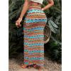image:imageFloerns Womens Boho Print Maxi Skirt Summer High Waisted Bodycon Beach Vacation SkirtsMulticolor