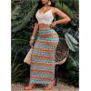 image:imageFloerns Womens Boho Print Maxi Skirt Summer High Waisted Bodycon Beach Vacation SkirtsMulticolor