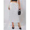 image:imageFloerns Womens Elegant Polka Dots Low Rise Maxi Skirts Satin Silk Vintage Flowy SkirtsWhite