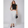 image:imageFloerns Womens Elegant Polka Dots Low Rise Maxi Skirts Satin Silk Vintage Flowy SkirtsWhite