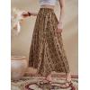 image:imageFloerns Womens Floral Print Boho Elastic Waist Scarf Print Pleated Midi SkirtBrown Geo