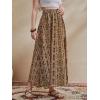 image:imageFloerns Womens Floral Print Boho Elastic Waist Scarf Print Pleated Midi SkirtBrown Geo