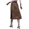 image:imageFloerns Womens Floral Print Boho Elastic Waist Scarf Print Pleated Midi SkirtBrown Leopard