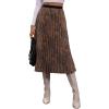 image:imageFloerns Womens Floral Print Boho Elastic Waist Scarf Print Pleated Midi SkirtBrown Leopard