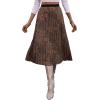 image:imageFloerns Womens Floral Print Boho Elastic Waist Scarf Print Pleated Midi SkirtBrown Leopard