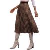 image:imageFloerns Womens Floral Print Boho Elastic Waist Scarf Print Pleated Midi SkirtBrown Leopard