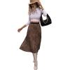 image:imageFloerns Womens Floral Print Boho Elastic Waist Scarf Print Pleated Midi SkirtBrown Leopard