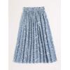 image:imageFloerns Womens Floral Print Boho Elastic Waist Scarf Print Pleated Midi SkirtDusty Blue