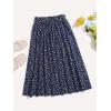 image:imageFloerns Womens Floral Print Boho Elastic Waist Scarf Print Pleated Midi SkirtNavy Blue
