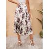 image:imageFloerns Womens Floral Print Boho Elastic Waist Scarf Print Pleated Midi SkirtWhite Floral