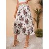 image:imageFloerns Womens Floral Print Boho Elastic Waist Scarf Print Pleated Midi SkirtWhite Floral