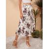 image:imageFloerns Womens Floral Print Boho Elastic Waist Scarf Print Pleated Midi SkirtWhite Floral